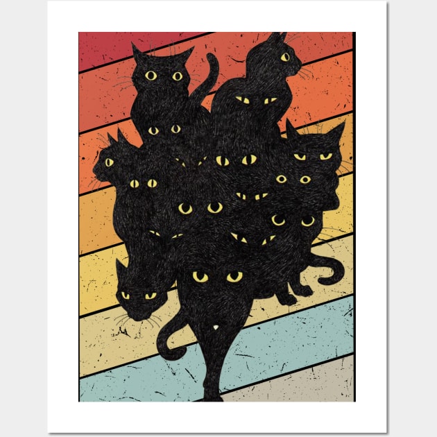 Black Cats Vintage Retro 80s 70s Wall Art by Karin Wright